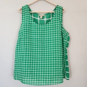 Banana Republic Green XL Sleeveless Top Square Print Tanktop Blouse